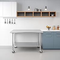 Vista 2 de Hally - Mesa de acero inoxidable para preparación y trabajo, 24 x 30 pulgadas, con ruedas giratorias, mesa comercial resistente NSF con estante