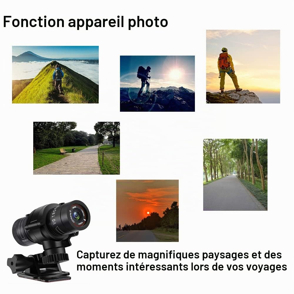 Mini Caméra Sport Vélo 1080p Full Hd Caméra De Casque Étanche Embarquées Action Avec Enregistrement En Boucle Caméscope Vidéo Pour Voyages Cyclisme