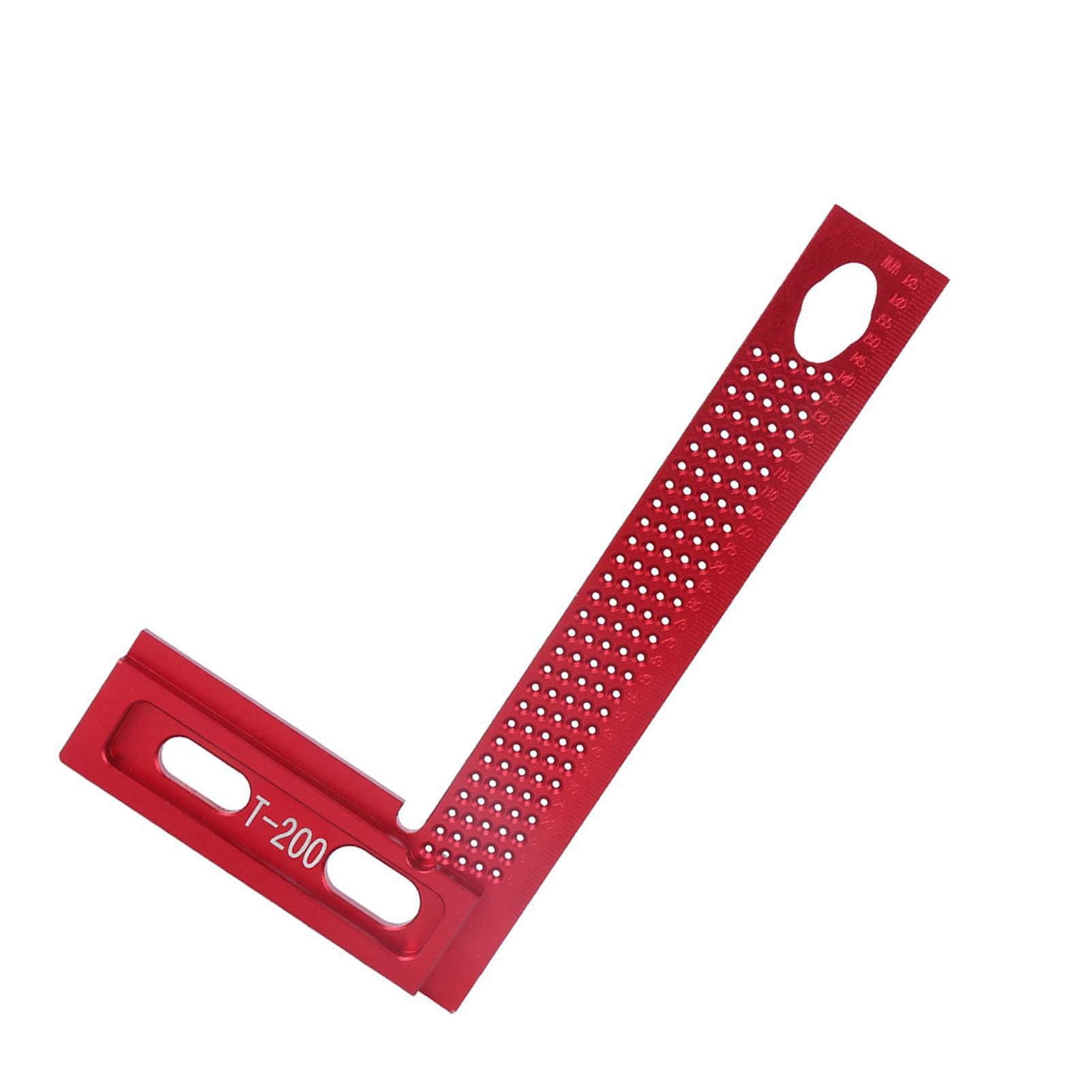 KIMISS Regla de Orificio de Aleación de Aluminio Resistente Al Desgaste, Herramienta de Medición de Trazado de Carpintería, Regla Escuadra Tipo T de 12 Pulgadas, Ideal para