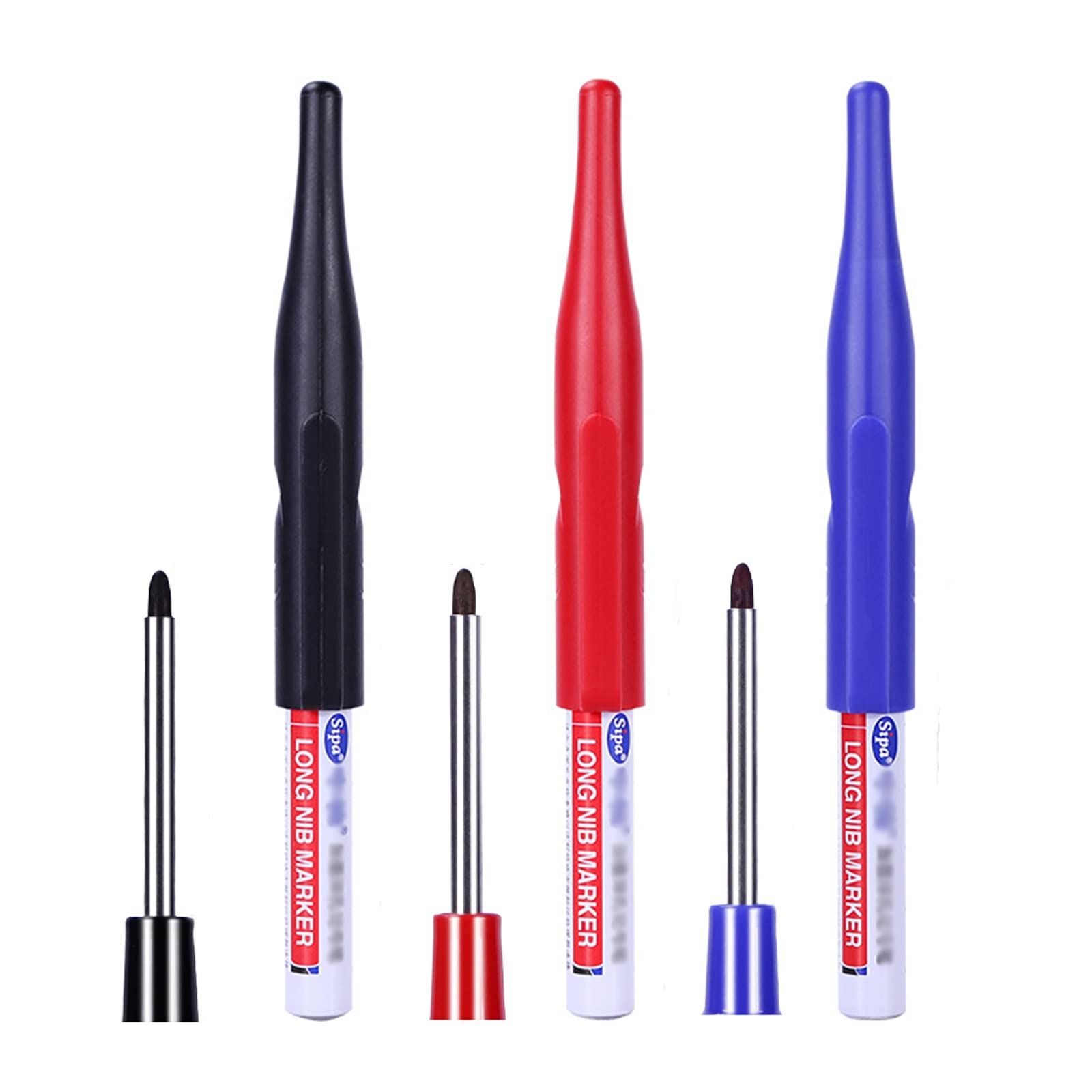 Set 4 Pennarelli Indelebili A Punta Lunga Per Fori Profondi - Marcatori Resistenti All'acqua Per Legno, Metallo E Pietra - Foto 6