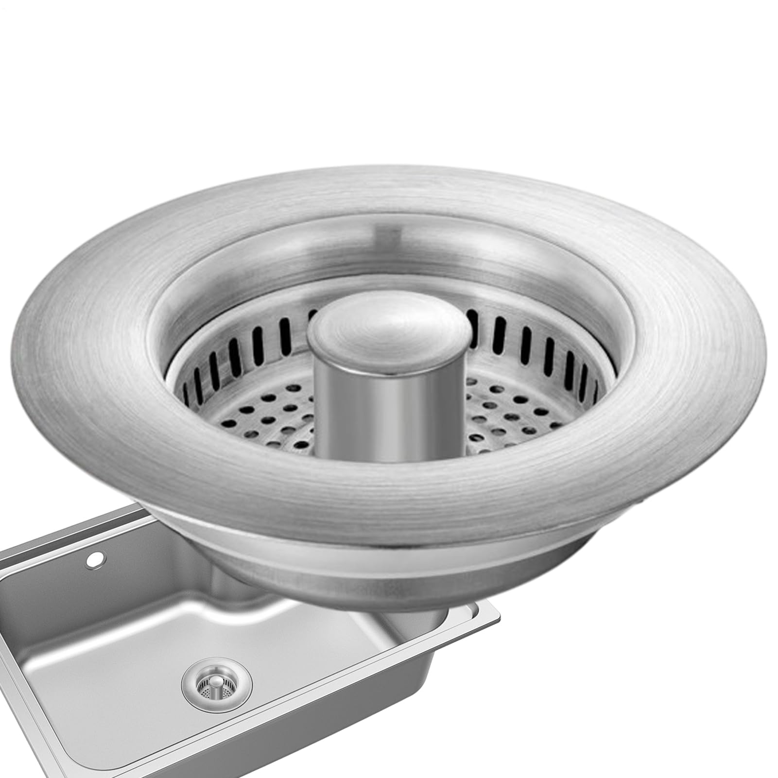 Bouchon de canalisation de Cuisine, crépine pour évier,Bouchon d'évier de Cuisine escamotable en Acier Inoxydable - d'évier à Drainage Rapide, Panier collecteur de Nourriture Anti-colmatage po