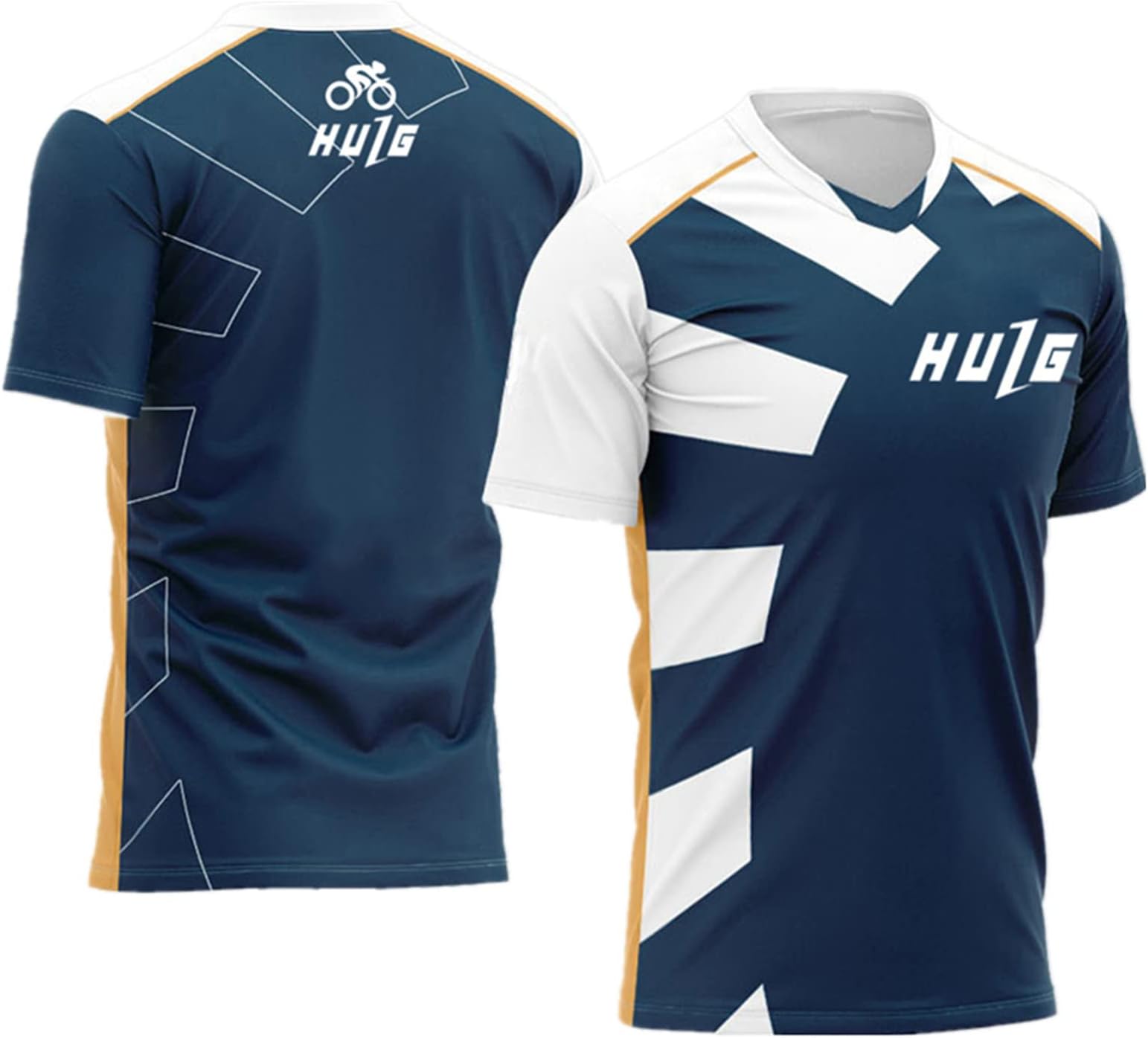 HULGMens Cycling Jersey MTB Quick Dry Shirts with Biking Shirts Short Sleeve and Full Road Bicycle Jersey Top