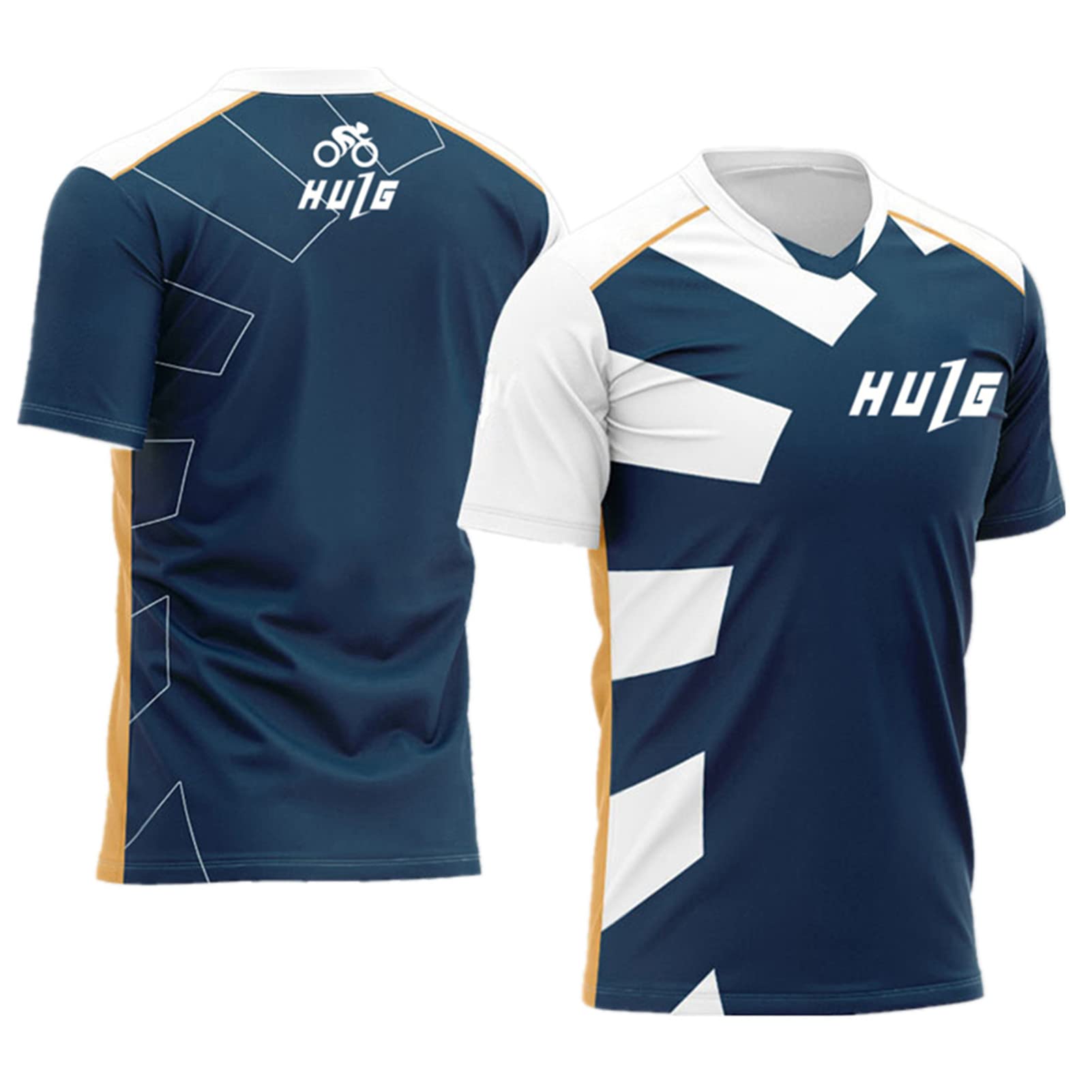 HULGMens Cycling Jersey MTB Quick Dry Shirts with Biking Shirts Short Sleeve and Full Road Bicycle Jersey Top