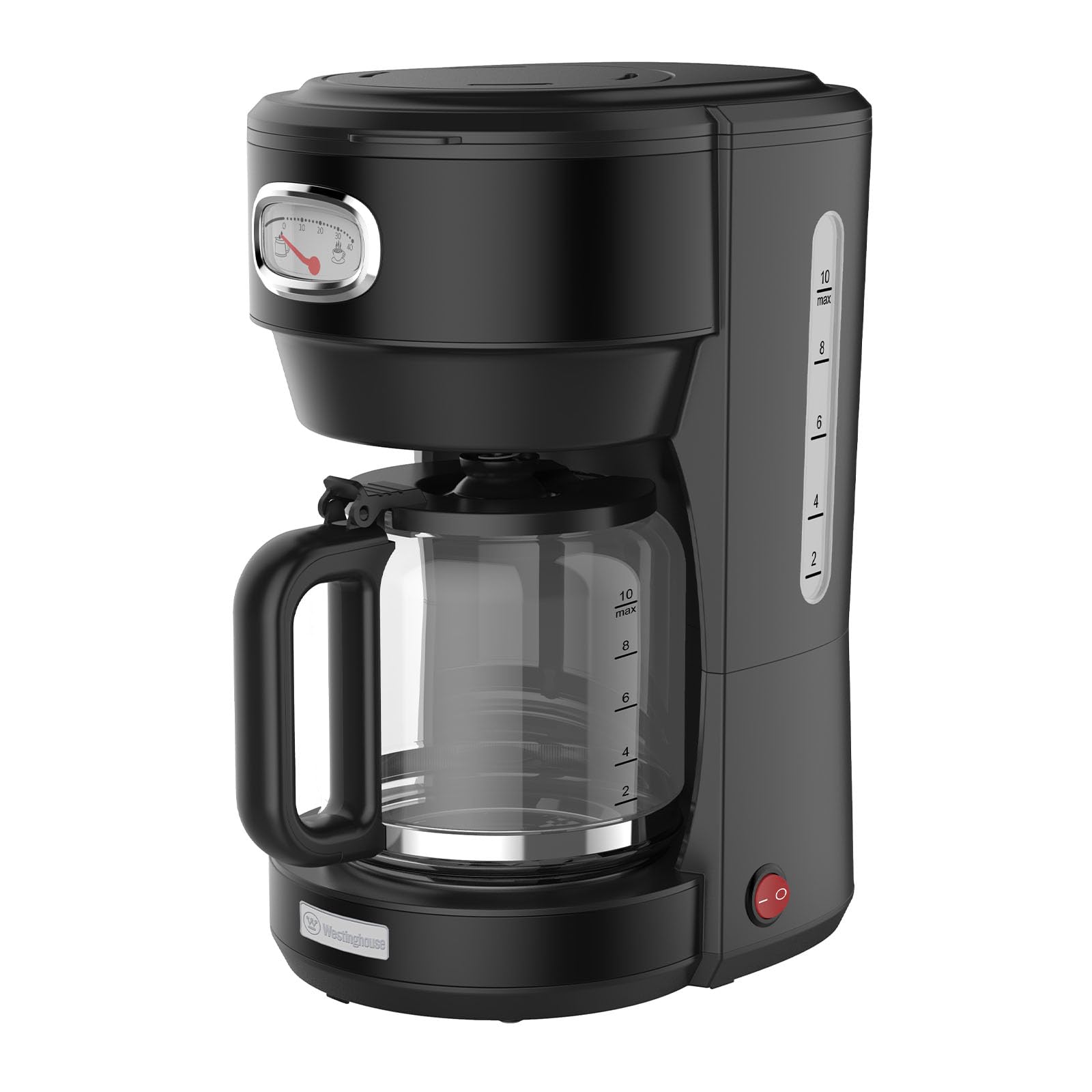 Westinghouse Rétro Cafetière Filtre, Cafetière Pour 10 Tasses, Carafe en Verre, Filtre Permanent, Système Anti-Goutte, Fonction Maintien au Chaud, Noir
