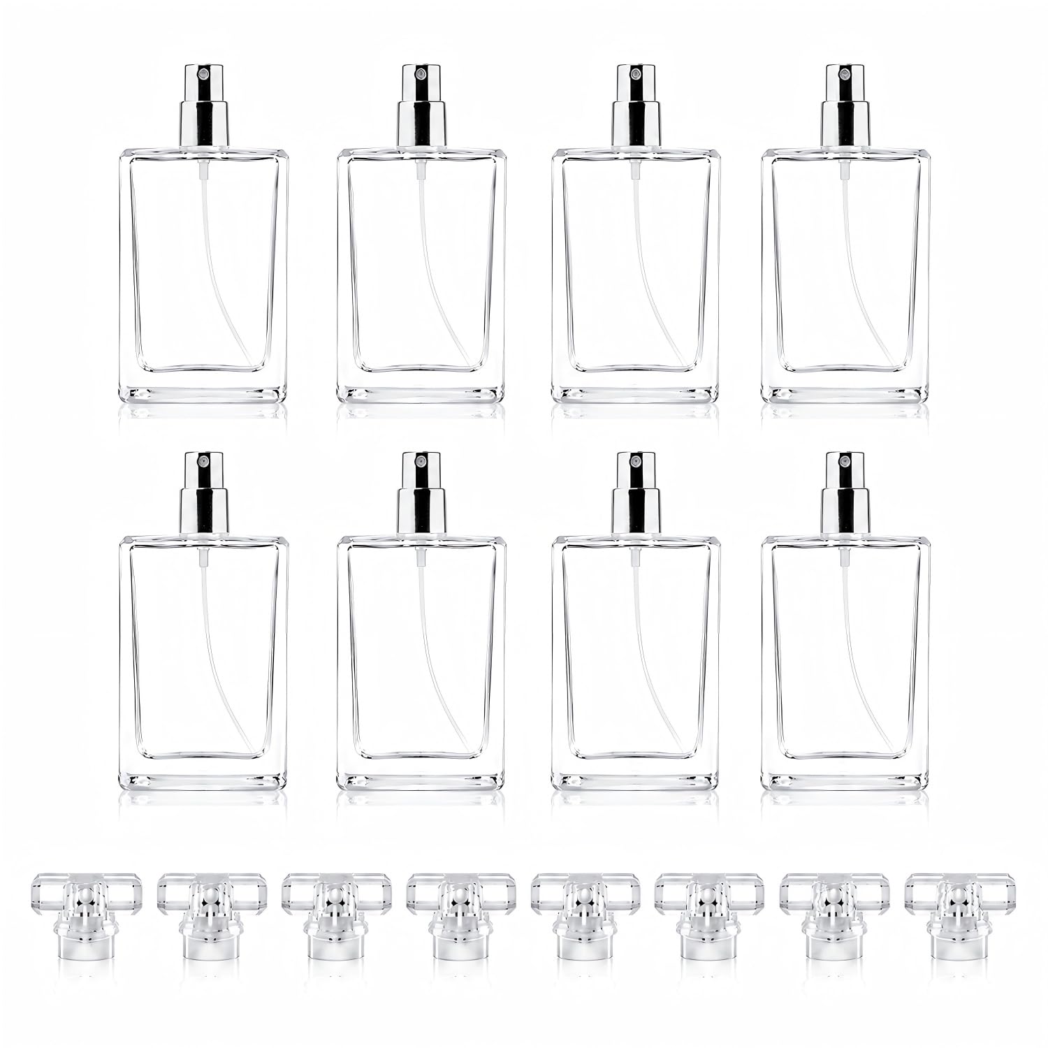 Frasco Vacío Atomizador Perfume Rellenable 30ml Portátil Cuadrado Vacío Vidrio Perfume oro Botella Bote 8PCS Spray Atomizador para Aceites Esenciales（8 Blanco）