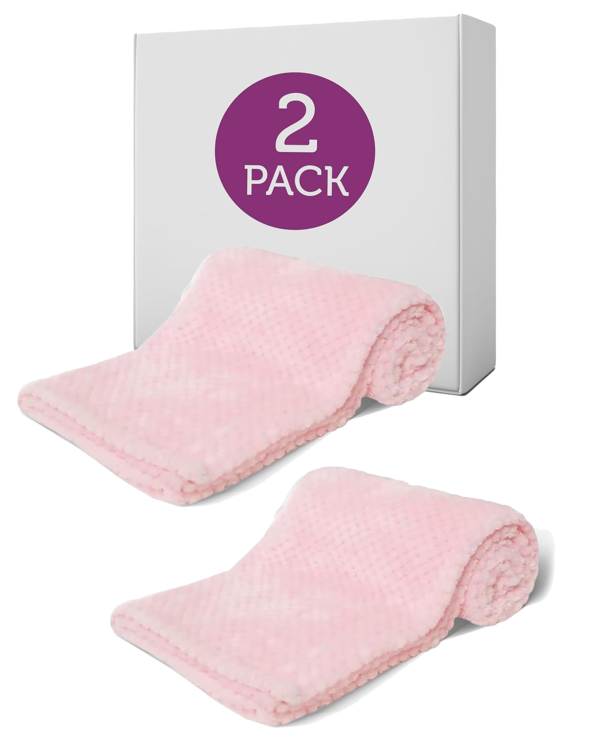 Hoolaroo 2 Pack Baby Fuzzy Blanket Fluffy Waffle Flannel Fleece Super Soft Plush Warm Cozy for Newborn Infant Toddler Kids Girl Receiving Blanket for Crib Stroller