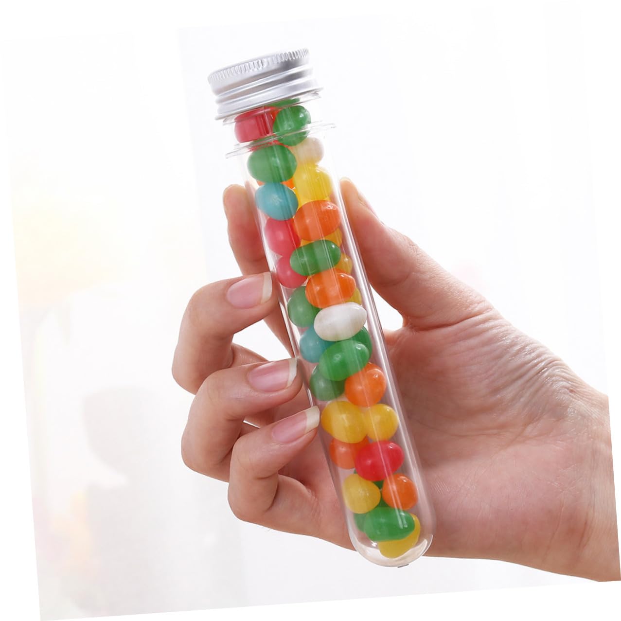 50 Pezzi Provette Trasparenti in Pet da 45ml Tappo a Vite, Bottiglie Portatili Ben Sigillate per Conservare Spezie e Profumatori