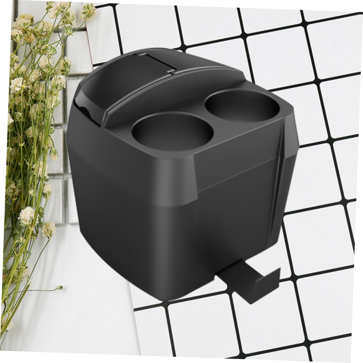 LIFKOME Car Garbage Trash Can Cup Holder Trash Container Space-Saving Storage Box Black