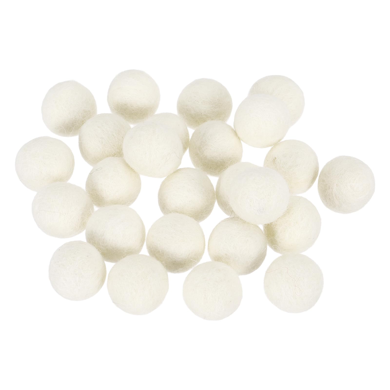 PATIKIL 1.5cm/0.6" Wool Felt Beads, 25 Pcs Natural Wool Felt Bead Balls Handmade Pom Poms for Craft DIY Projects Felting Garland Home Decor Dream Catcher Party Pompom, White