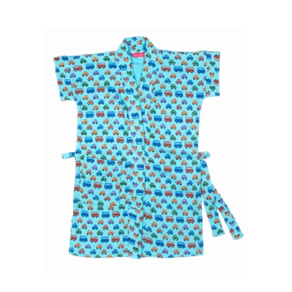 SAND DUNE Bathrobe for Kids -100% Cotton Bathrobe Gown | Half Sleeves | Knee Length | Pocket with Waist Belt | Blue Color | Bathrobe for 3 - 4 Years Unisex Kids Bathrobe