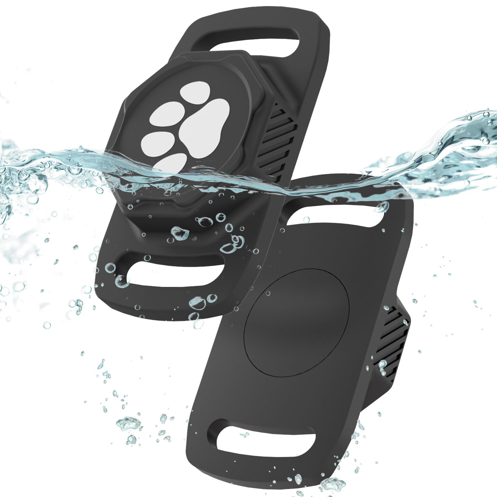 Waterproof Airtag Dog Collar Holder, 2 Pack Ultra-Enduring Silicone Pet Collar Case for Apple Airtags, Anti-Lost & Lightweight Air Tag Holder Compatible with Cat Dog Collars Charms Harness