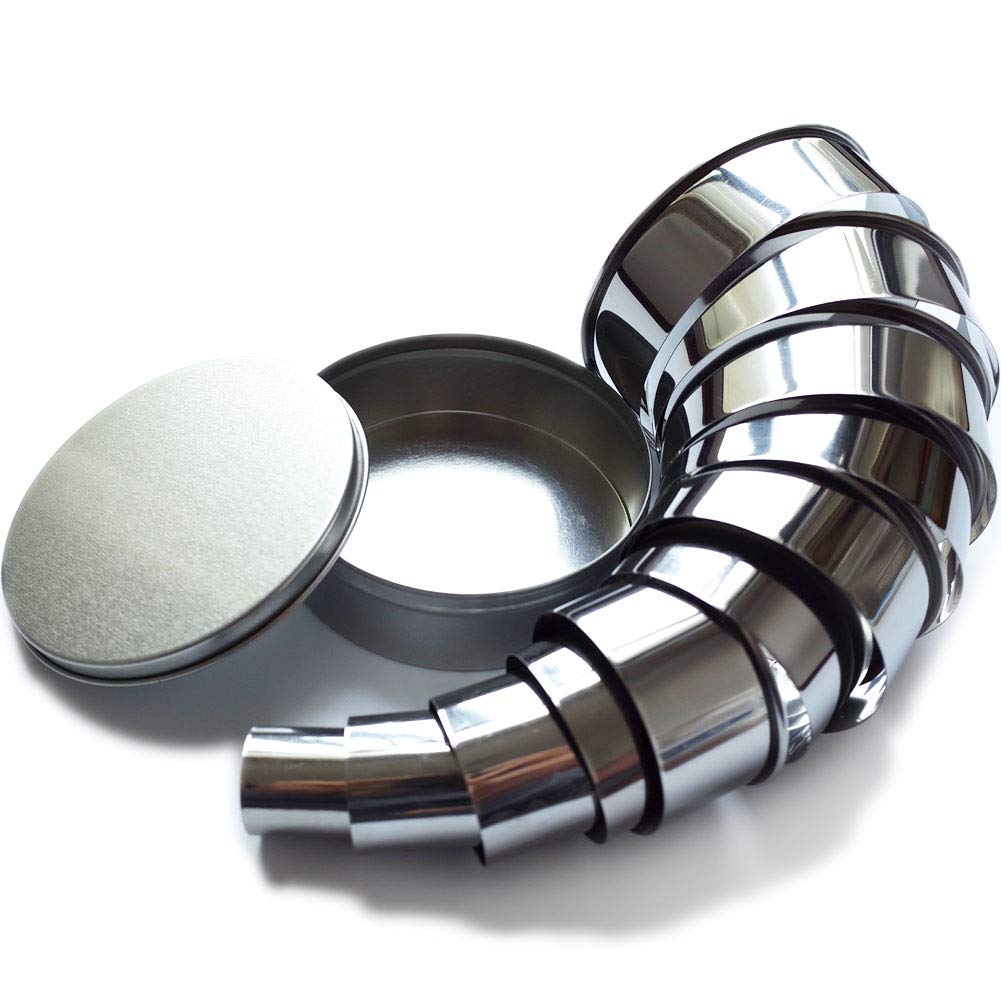ScivoKaval Round Cookie Biscuit Cutter Cutters Set 11 pcs Circle Pastry Donut Doughnut Sizes Baking Stainless Steel Metal Ring Mold Molds with Compact Storage Tin