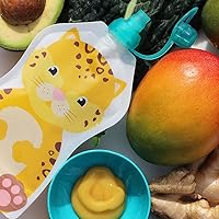 Vista 6 de ChooMee Bolsita de Comida SoftSip con Tapa Destete Guiado por Bebés Válvula de Control de Flujo Sin Derrame, Protege la Boca del Niño, 100% aqua