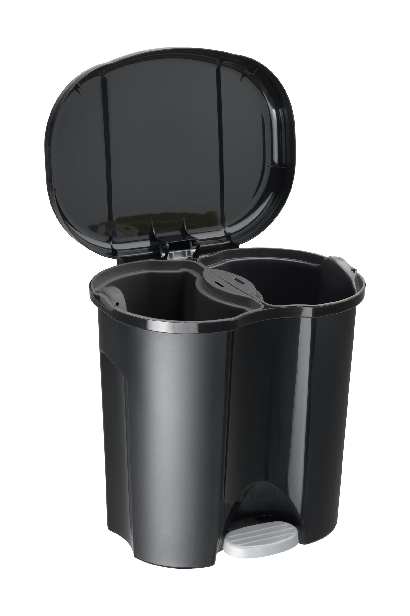 Rotho Duo Portarifiuti per la Raccolta Differenziata con Coperchio e Pedale, Plastica (PP) senza BPA, Nero, 2 x 10 L, 39.0 x 32.0 x 40.5 cm