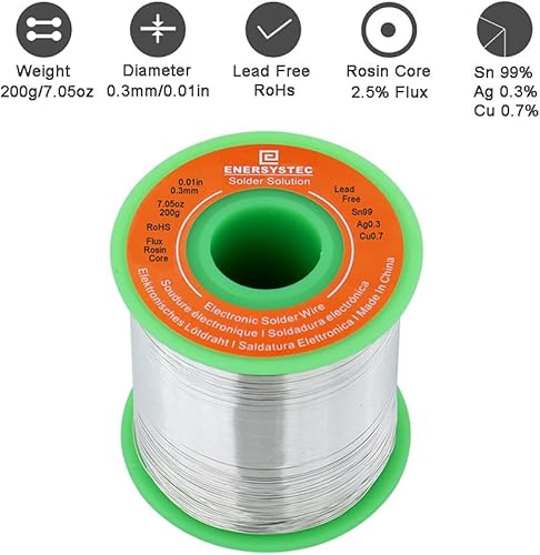 Miniatura 2 de Alambre de soldadura extra fino 0.012 in calibre fino soldadura electrónica fundente de colofonia núcleo pequeña soldadura electrónica soldadura