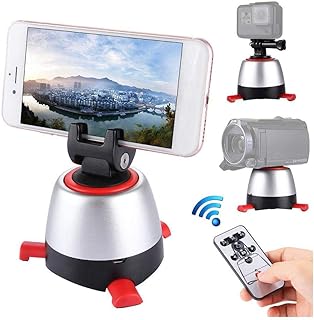 360 Degree Automatic Rotation Panoramic Tripod Head,Remote Control Tripod Head with Control Remote/bluetooth for Cell Phone, Action Camera, Lightweight Camera and Camcorder Under 1kg(Red)