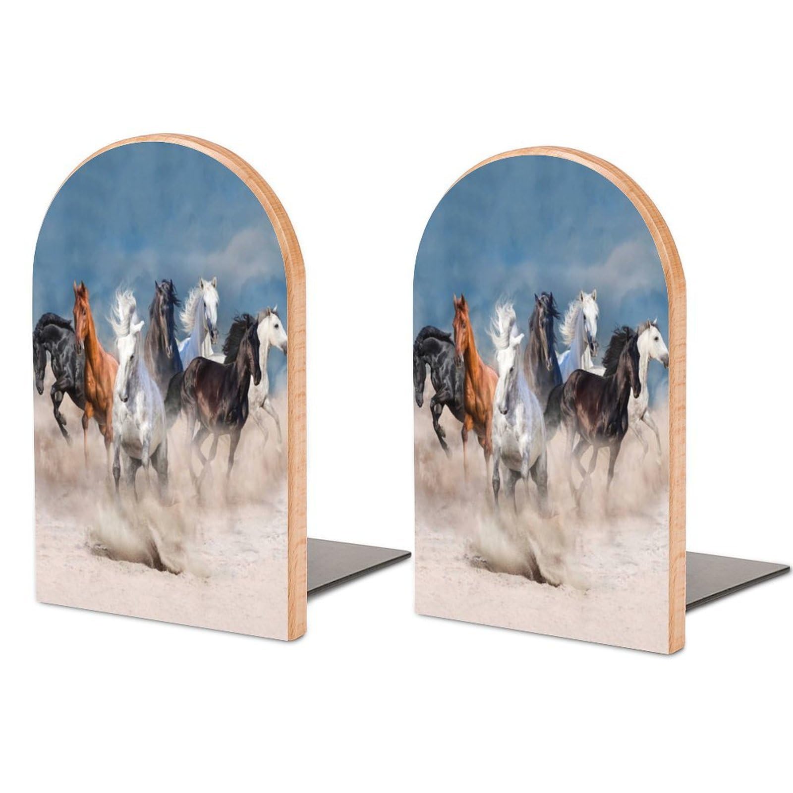 Nclqvjxzkhw Style Horse Herd Run In Desert Storm Book Ends For Shelves Bookends Bookshelf Holder Stand Books Stopper Home Office Decor