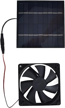 Hyuduo 10W Solar Panel, 10W Dual Fans Net Outdoor Indoor Solar Panel with Powered Exhaust Fan Kit Ventilation, for Chicken Coops Supplies Greenhouses