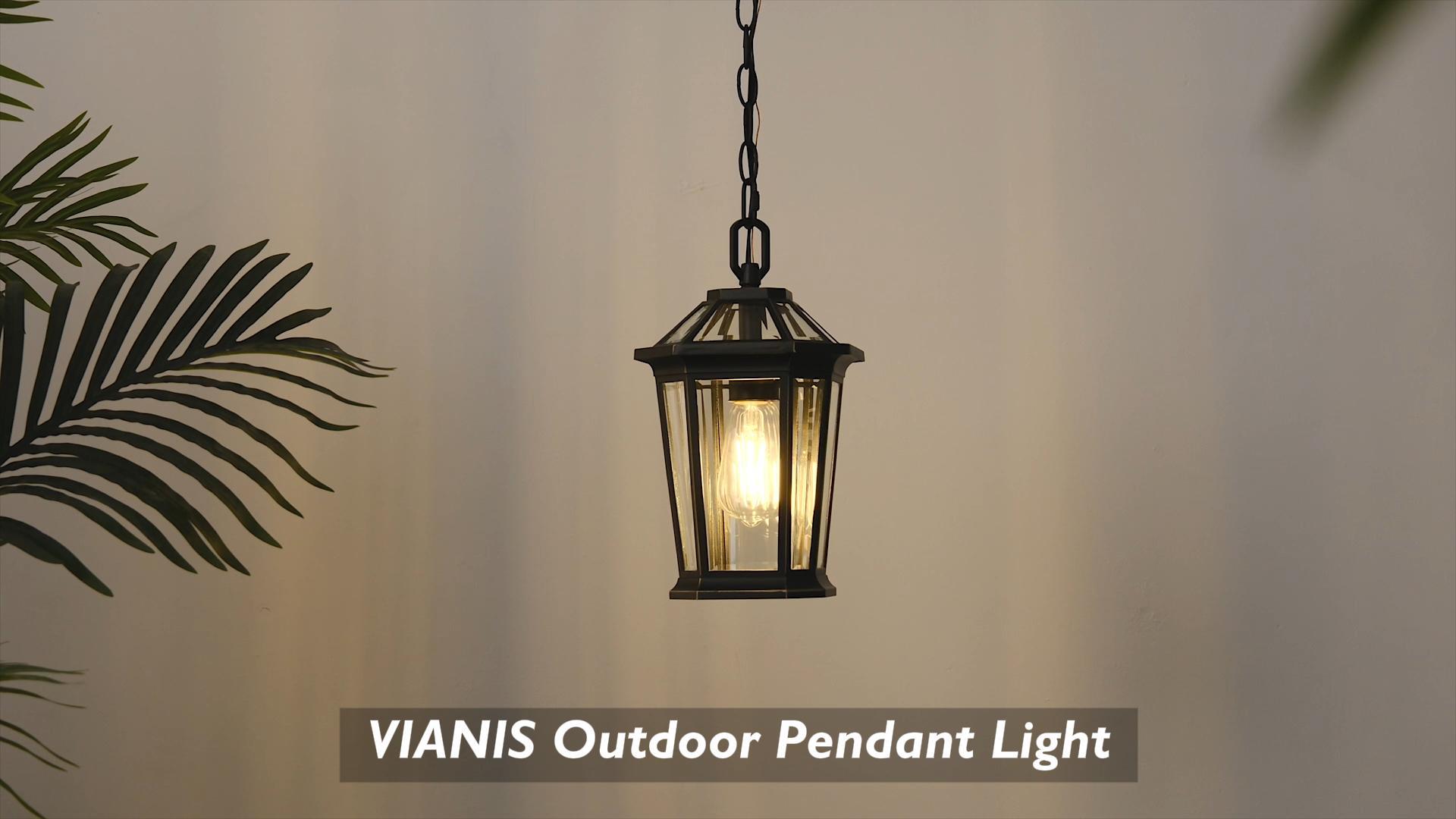 Image of VIANIS White Outdoor Pendant Lights, Modern Hanging Outside Lights Lantern