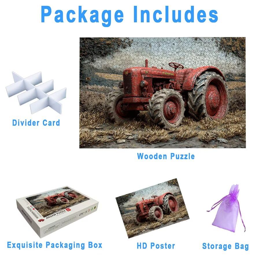 Puzzle 1500 Piezas, Puzzle Granja con Caja Regalo, Tractor Puzzles 1500 Piezas Adultos, Medidas: 87 x 57 cm, Rompecabezas Adultos de Madera, Rompecabezas para Decoración Hogar, Regalo Mujer, -5028