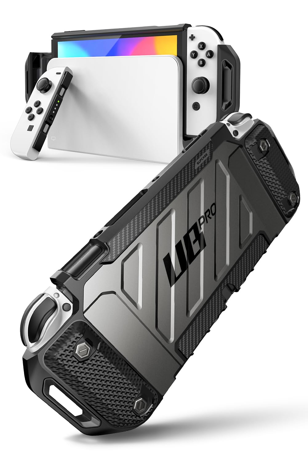 SUPCASE Funad para Nintendo Switch OLED Modelo 2021 [Unicorn Beetle Pro] 360°Protección Rígida Robusta Antigravedad Parachoques Antichoque Carcasa (Negro)