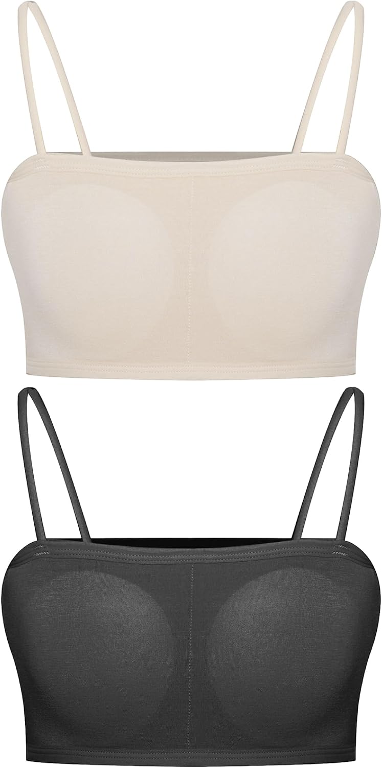 2 Pack Puberty Girls Training Bra Teenage Breathable Camisole Underwear Sports Bras Crop Vest Tops Bralettes