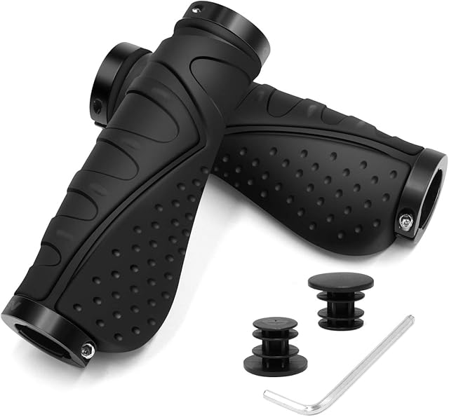 REETEE Bicycle Handlebar Grips Aluminium Screw Double Lock Bike Grips, Ergonomic Non-Slip Rubber Mountain Bike Handlebar Grips 22.2 mm Universal MTB Grips for Scooters/BMX/Road Mountain