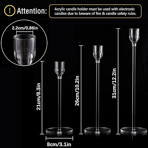 Miniatura 4 de Vincidern 18 portavelas acrílicos para mesa, candelabros cónicos para centros de mesa, bodas, San Valentín, decoración de comedor, juego de