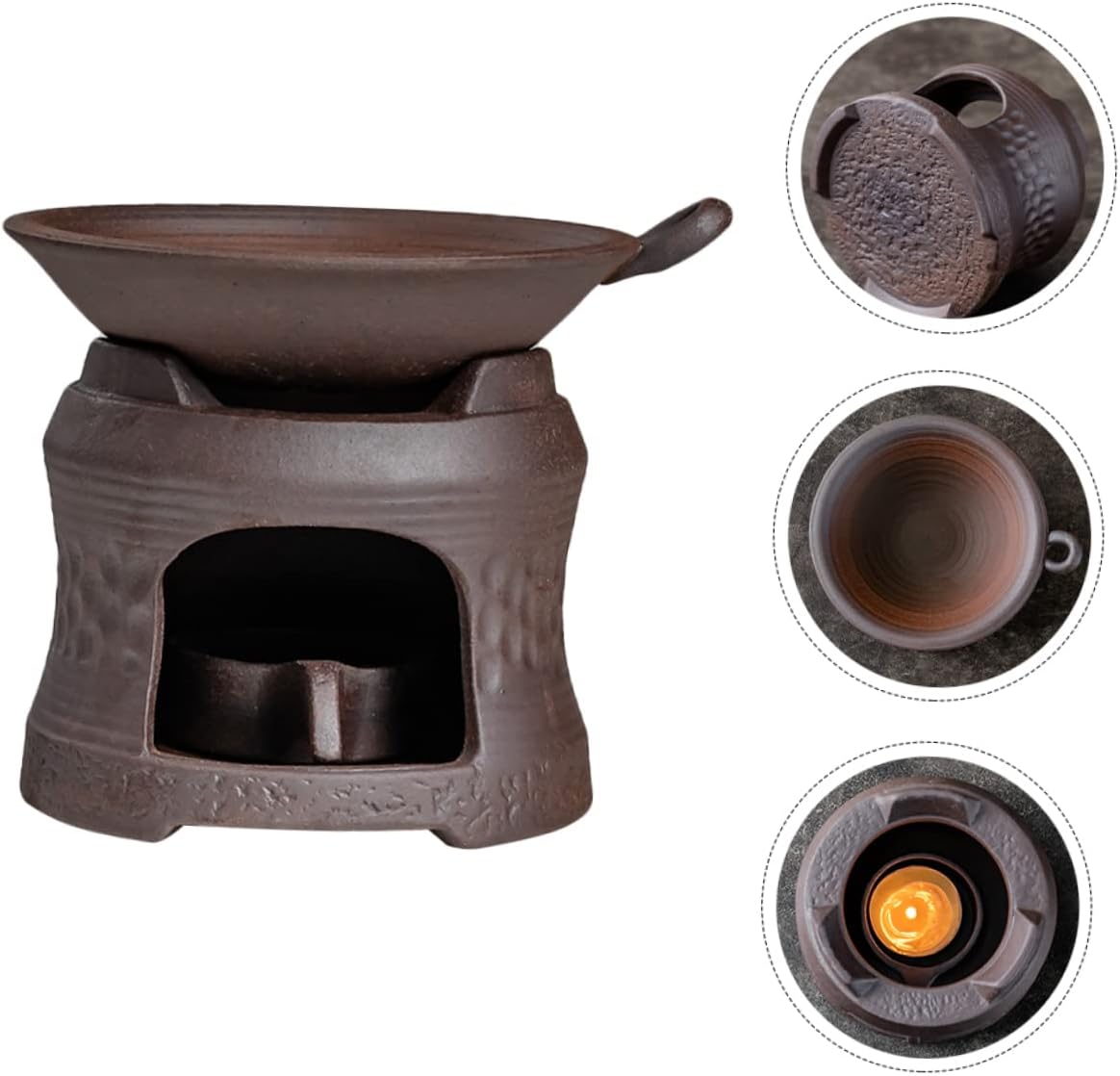 VOSAREA 1set Ceramic Tea Warmer Stove Roasting Tea Pot Holder Teapot Tray Candle Base for Lovers