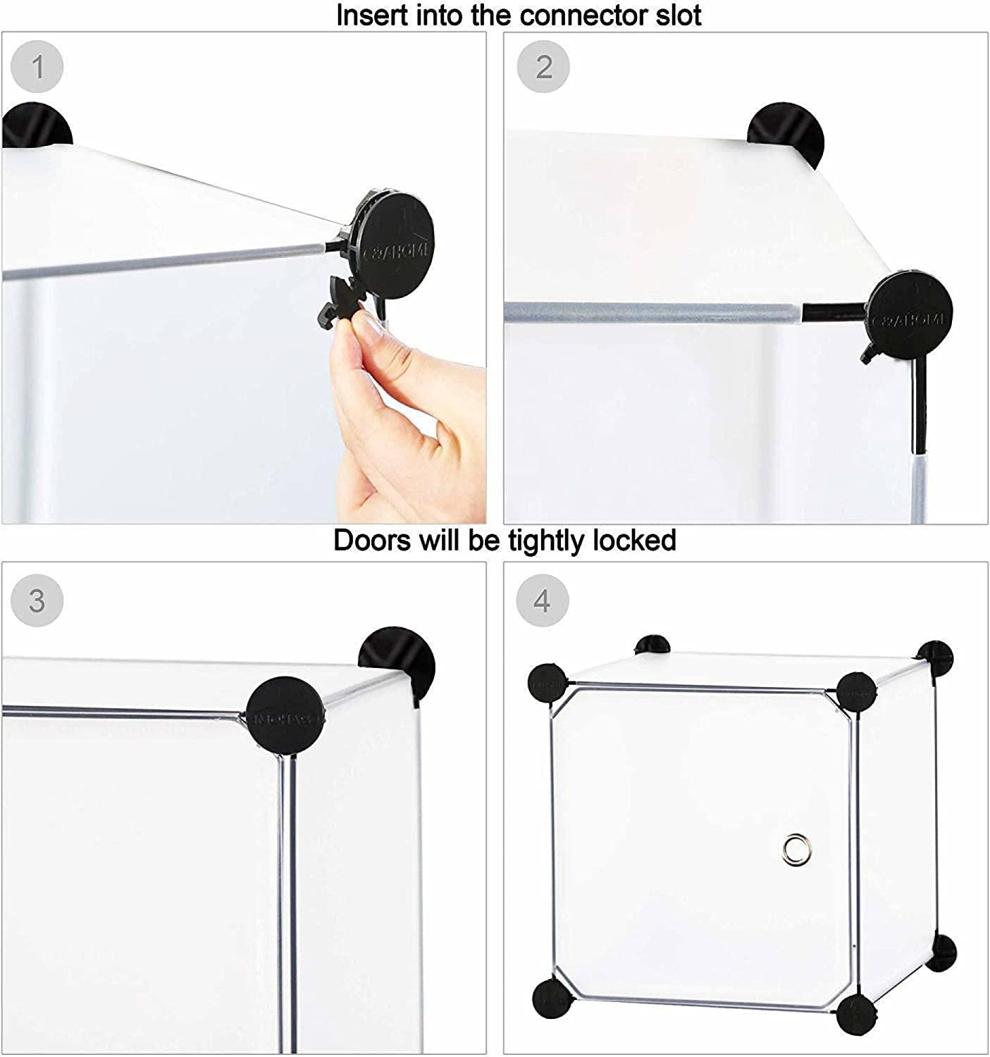 EXVITO Kids Portable DIY Cartoon Wardrobe | Multi-Shelf Almirah for Baby Clothes Storage | Plastic Kids Cupboard with Hanging Space | Sun Protection with Anti-Slip Handle (Panda Blue, 8 Door) 2
