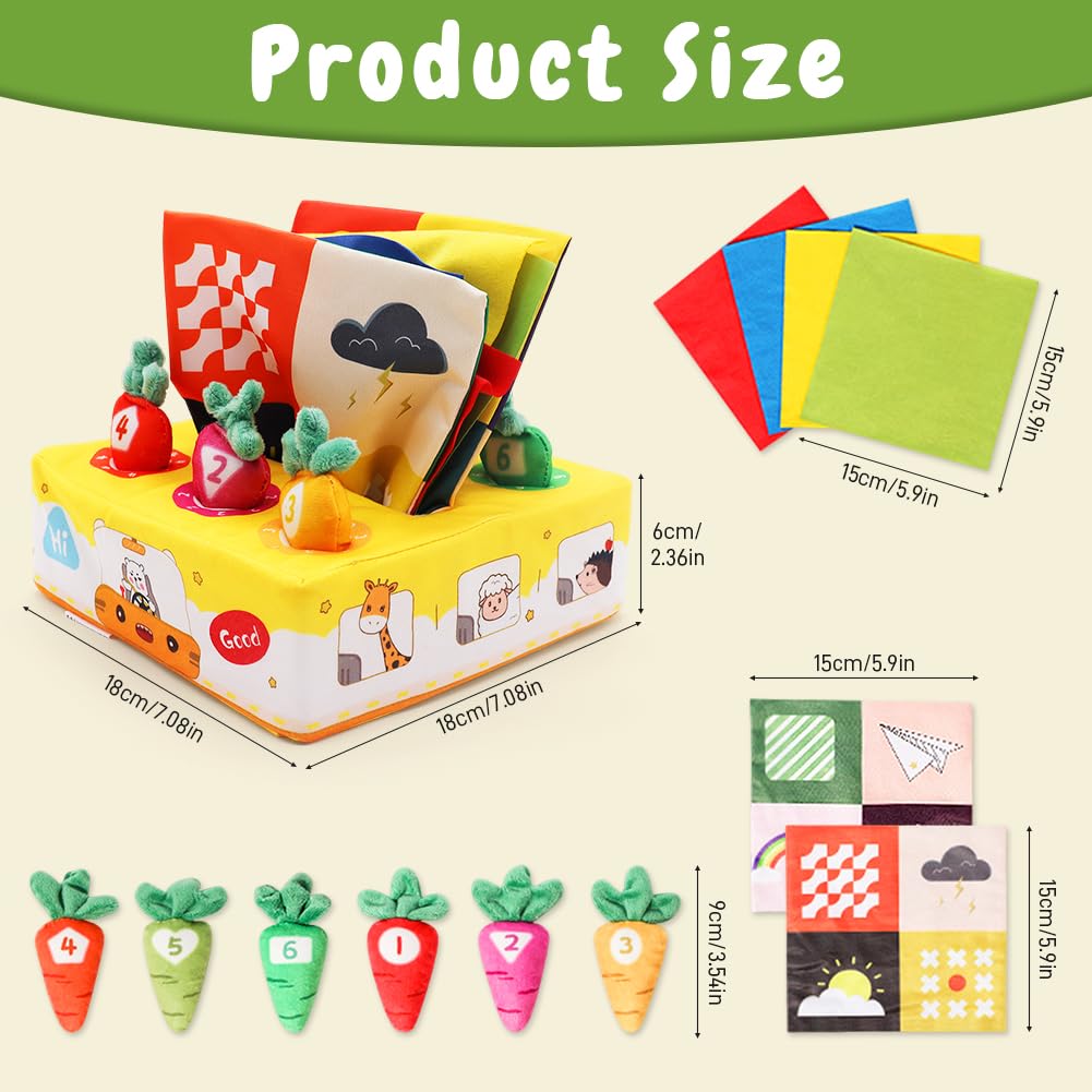 HYMBCFW Baby Sensory Tissue Box Toy, Sensory Toys for Babies with Soft Fruits,Soft Crinkle Toys for 6-12 Months - Image 2