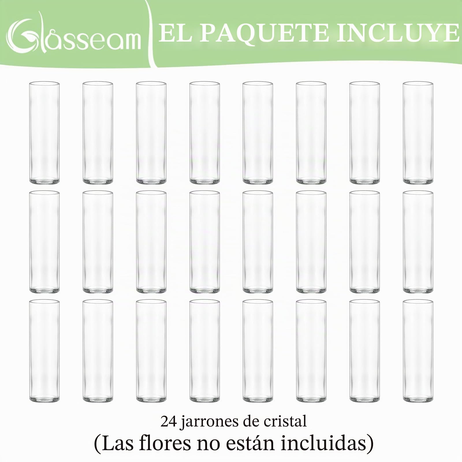 Glasseam Jarrón Cilíndrico de Cristal para Mesa: 24 Piezas de Pequeños Jarrones para Centro de Mesa de Boda Fiesta Decoración de Mesa en Casa - Jarrón Moderno Transparente para Rosas y Tulipanes