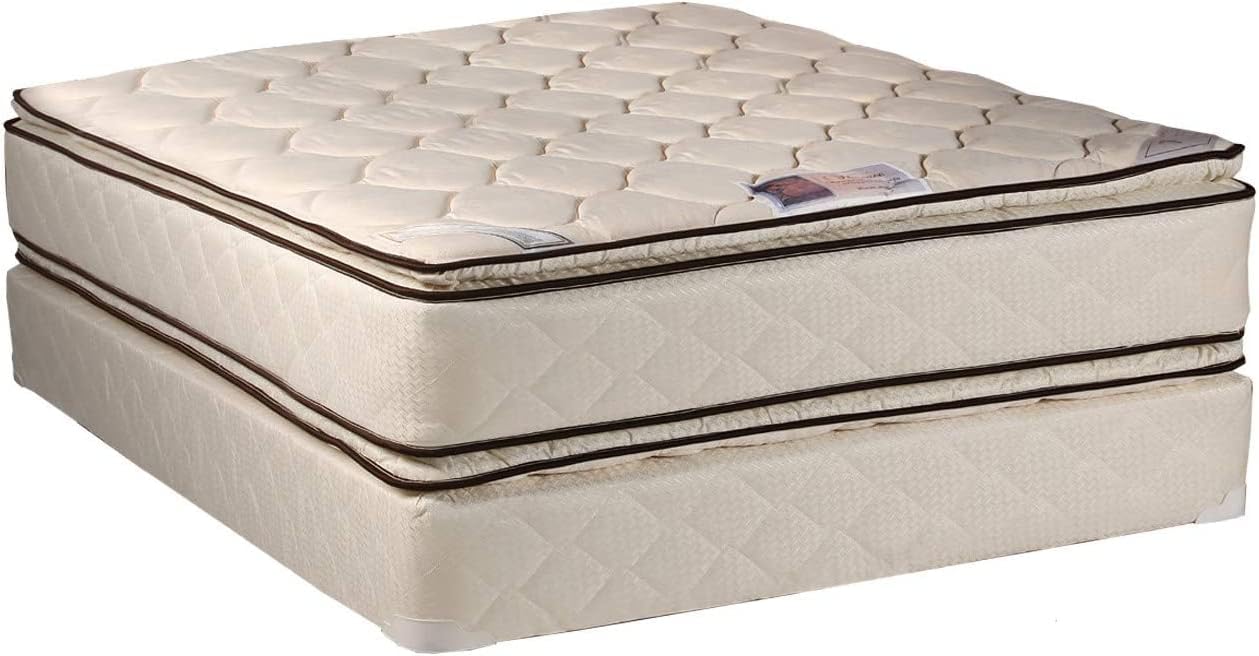 DS Solutions USA Coil Comfort Pillow Top Mattress and Box Spring Set 2-Sided Sleep System with Enhanced Cushion Support, Fully Assembled, Orthopedic Type, Longlasting Comfort (King)
