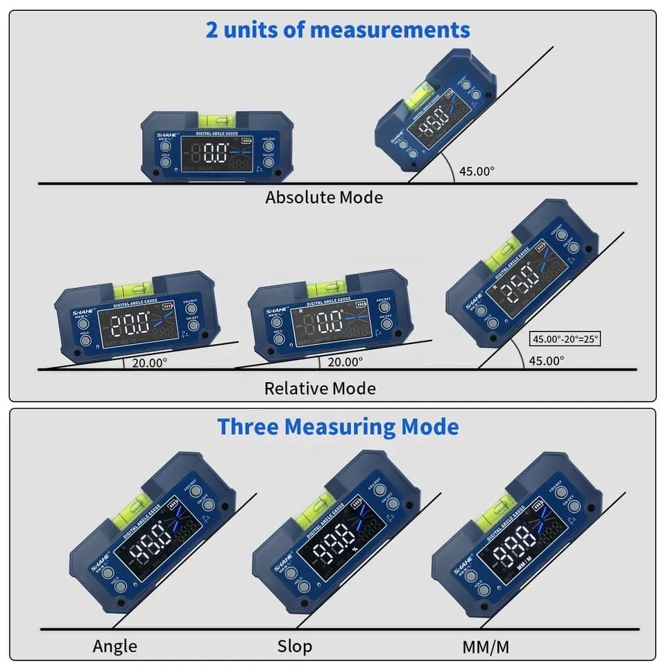 Image of 400mAh Rechargeable Mini Digital Protractor Inclinometer Compact Digital Angle Finder Level Dual Axis Angular Measurer Digital Meter (digital angle meter)