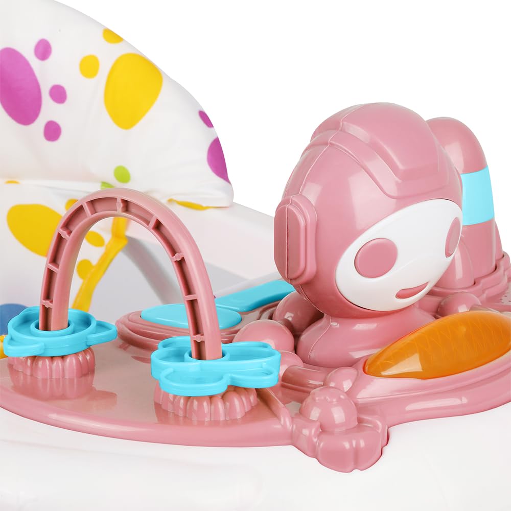 Andador per Bambini e Bambine Scalabile 3 in 1, Andador Pieghevole per Camminare con 3 Altezze Regolabili, Sedile e Vassoio Rimovibili, Centro Attività per 6+ Mesi, Portata 12 KG - 62 x 68 x 36-81 cm