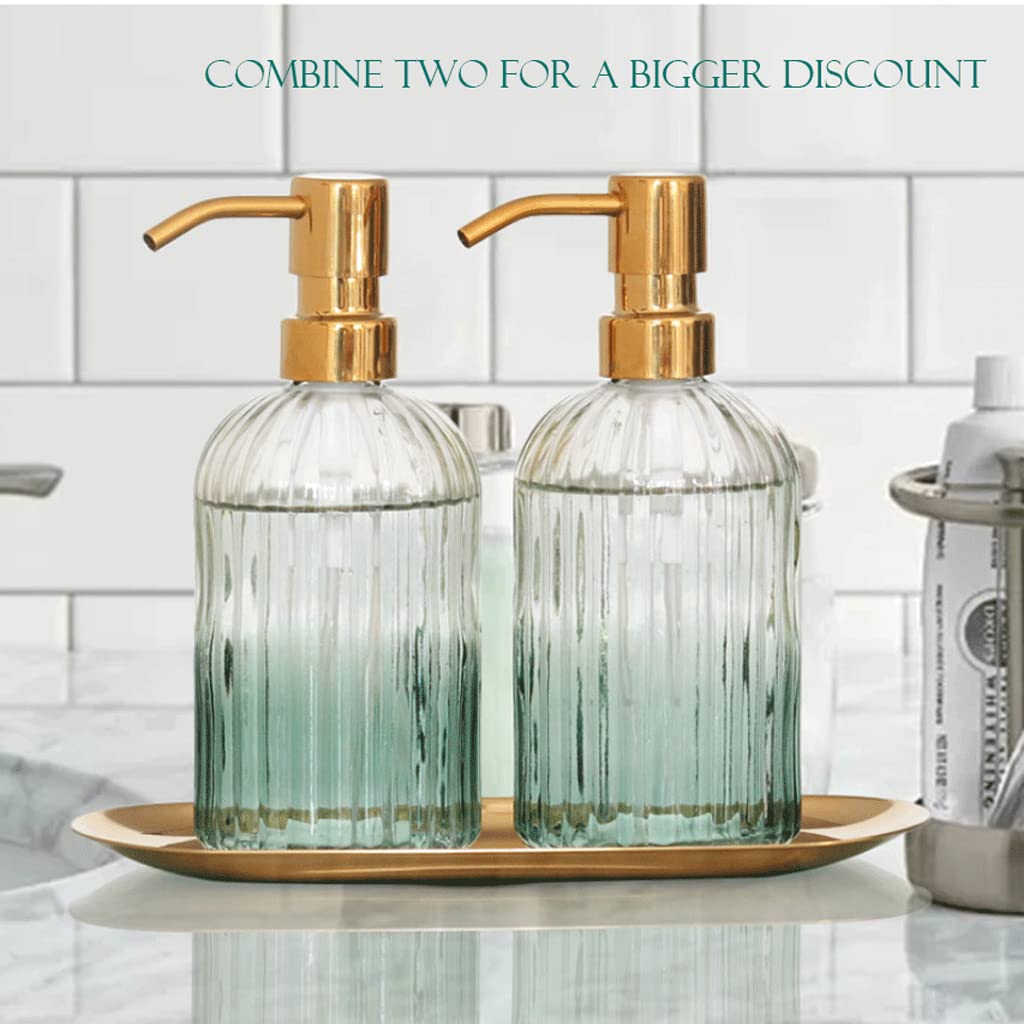 Dispenser di Sapone in Vetro a Strisce con Pompa in Acciaio Inossidabile, Dispenser di Sapone per lozione Ricaricabile per Bagno, Cucina, bancone, flacone con Pompa