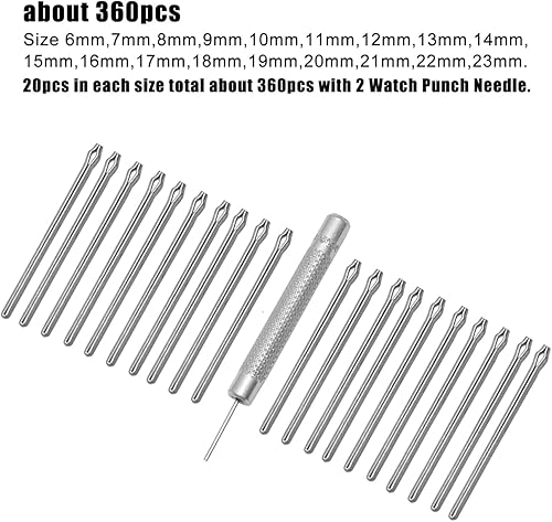 Miniatura 7 de NIBD Correa de reloj Barras de resorte de 0.236-0.906 in Correa de relojero Surtido de relojero de acero inoxidable, 360 piezas, kit de reparación