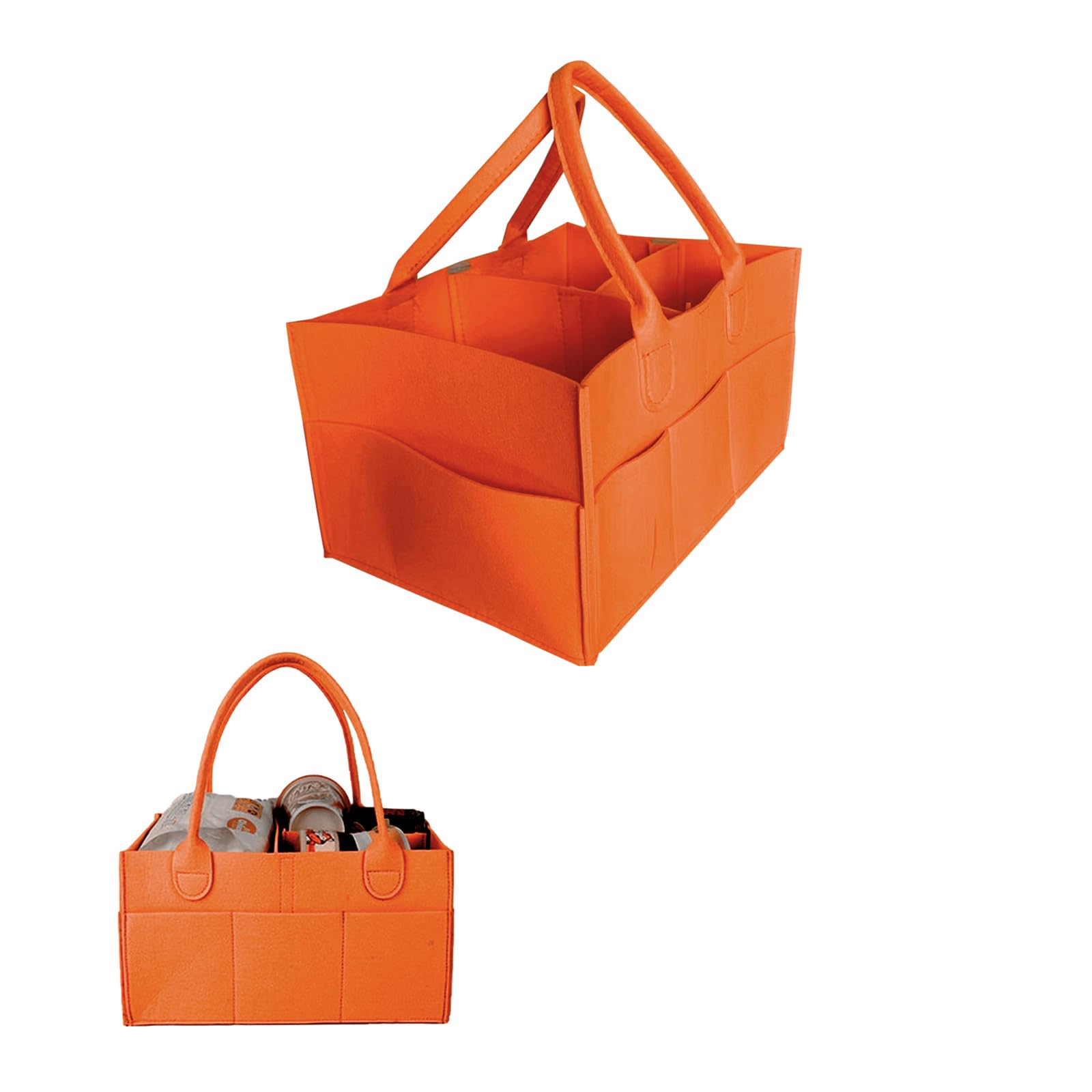 Baby Diaper Caddy is a versatile baby basket designed for nursery storage, car organization, and as a thoughtful gift for baby showers. Perfect for storing diapers and baby wipes. (Orange)