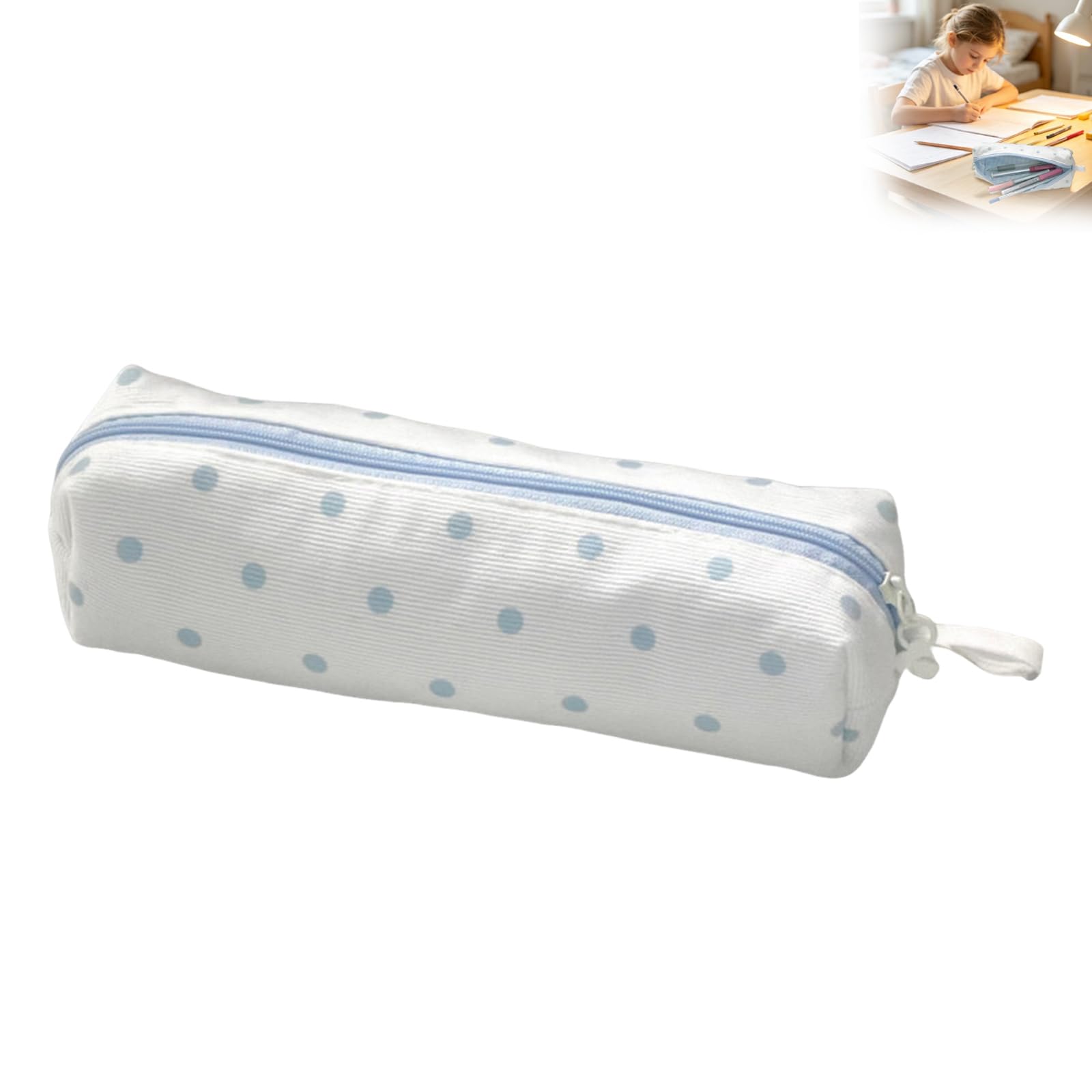 Cute Large Capacity Pencil Case for Girls, Polka Dot Pen Pouch Organizer