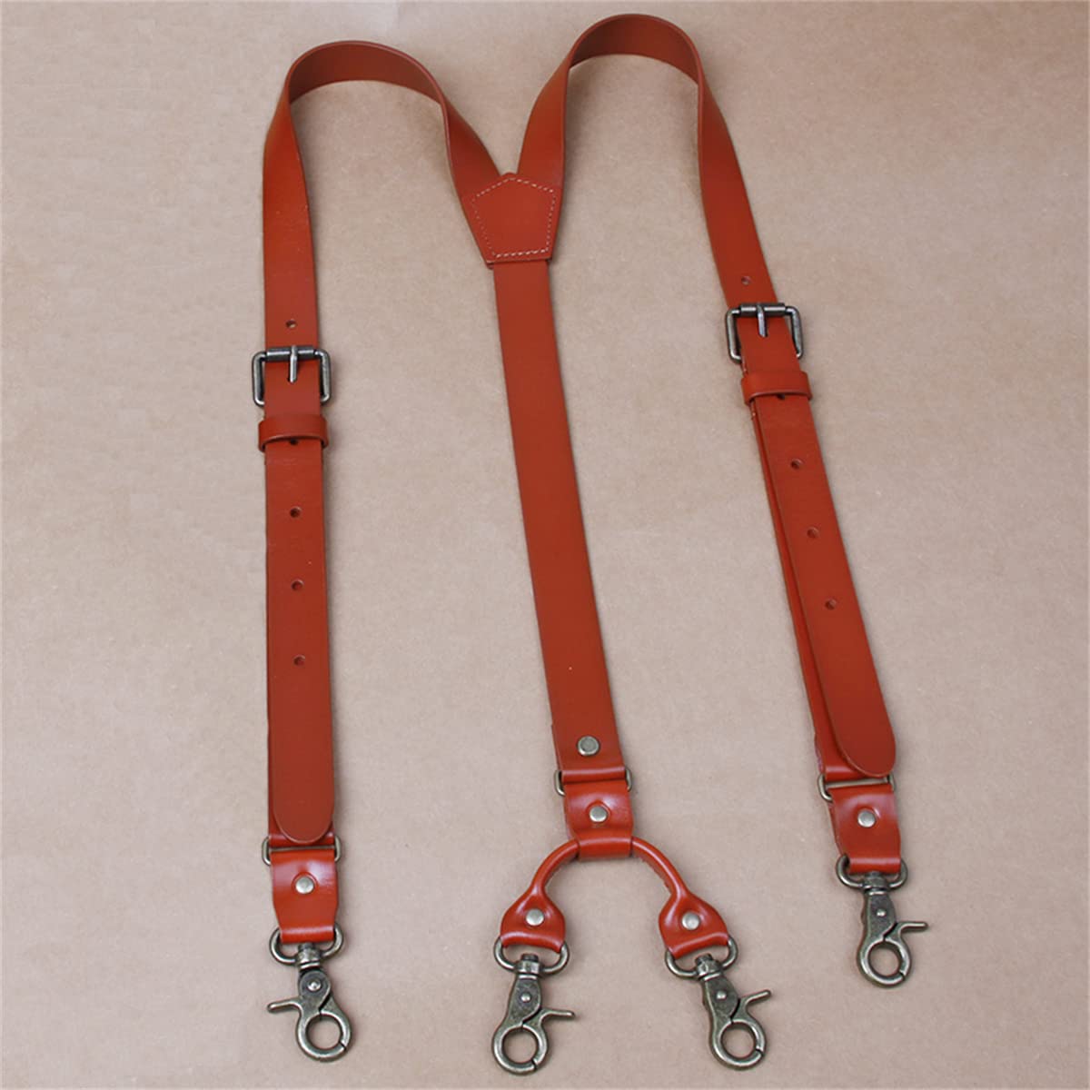 Tirantes para Hombre, Tirantes de Cuero en Forma Y for Hombre, Resistentes y Ajustables, Menu2019(Deep Red)