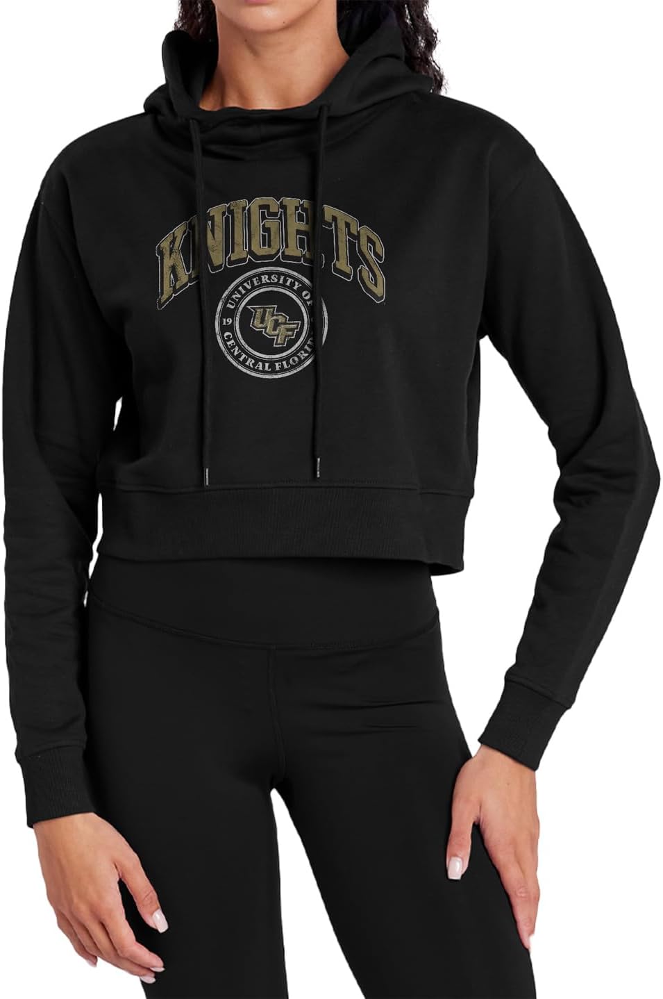 Campus Lab Officially Licensed Collegiate Women's Cropped Hoodie Classic Seal Black Collection