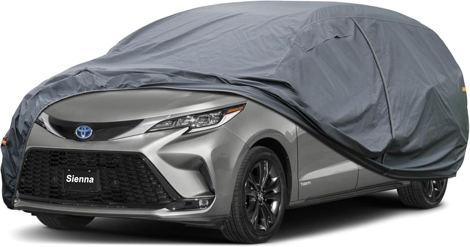 GUNHYI Premium Car Cover Custom Fit Toyota Sienna (1997-2026), 16 Layers Heavy Duty Car Cover Waterproof All Weather with Zipper Door for Sun Rain Snow Dust Uv Protection