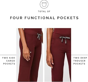 FIGS Kade Straight-Leg Scrub Pant for Women | Classic Fit, Cargo, 4 Pockets, Yoga Waistband, Anti-Wrinkle