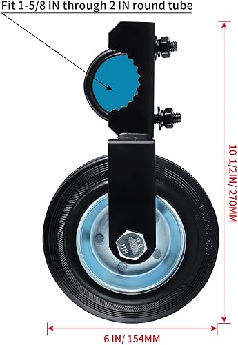 Miniatura 3 de Skelang 2 ruedas de soporte de puerta, rueda auxiliar de puerta de 6 pulgadas para puerta batiente de metal con marco de puerta de 1-58 pulgadas a 2