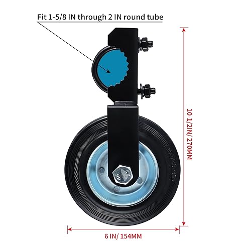 Miniatura 3 de Skelang 2 ruedas de soporte de puerta, rueda auxiliar de 6 pulgadas para puertas batientes de metal con marco de 1-5/8 pulgadas a 2 pulgadas,