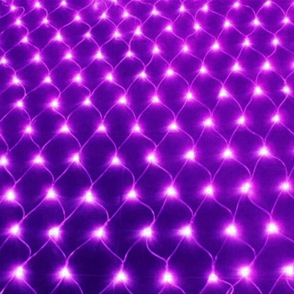 SHANJIASolar Net String Lights, 3mx2m 200LED Mesh Fairy String Lights, Backyard Patio Net Light for Window Wall Sweetheart Table Background Camping Beach (Purple)