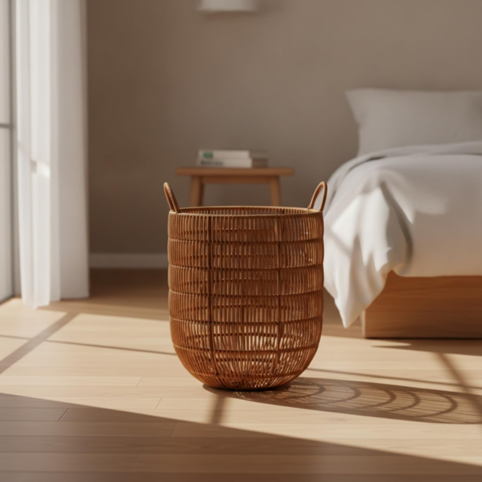 Cesto in Rattan Stabile Contenitore | Decorativo, Robusto, Cestino, per Cameretta, Famiglie, Neonati