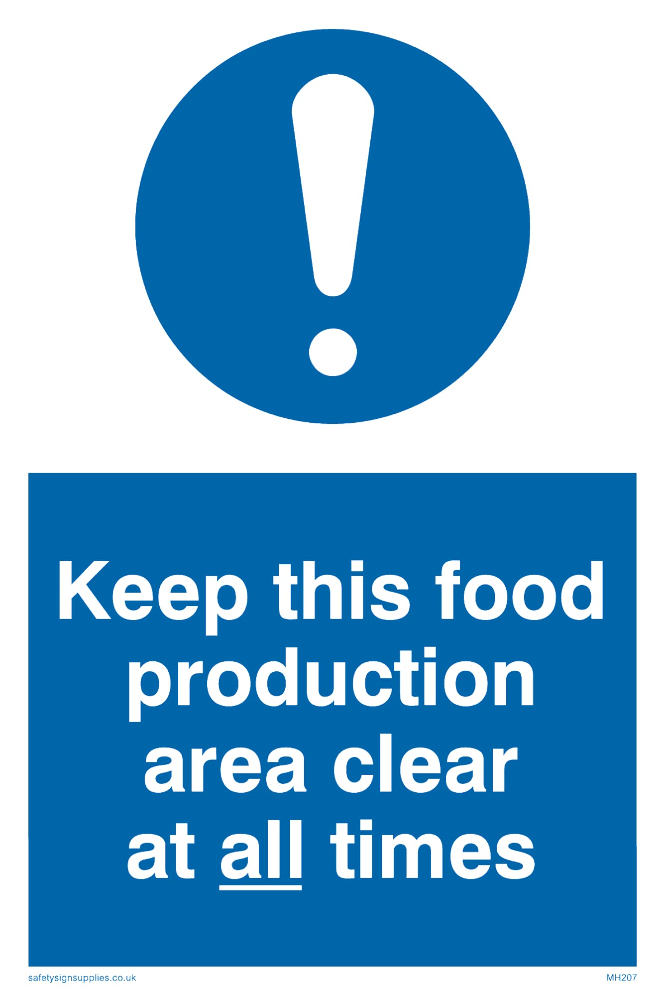 Pack of five - keep this food production area clear at all times Sign - 100x150mm - A6P