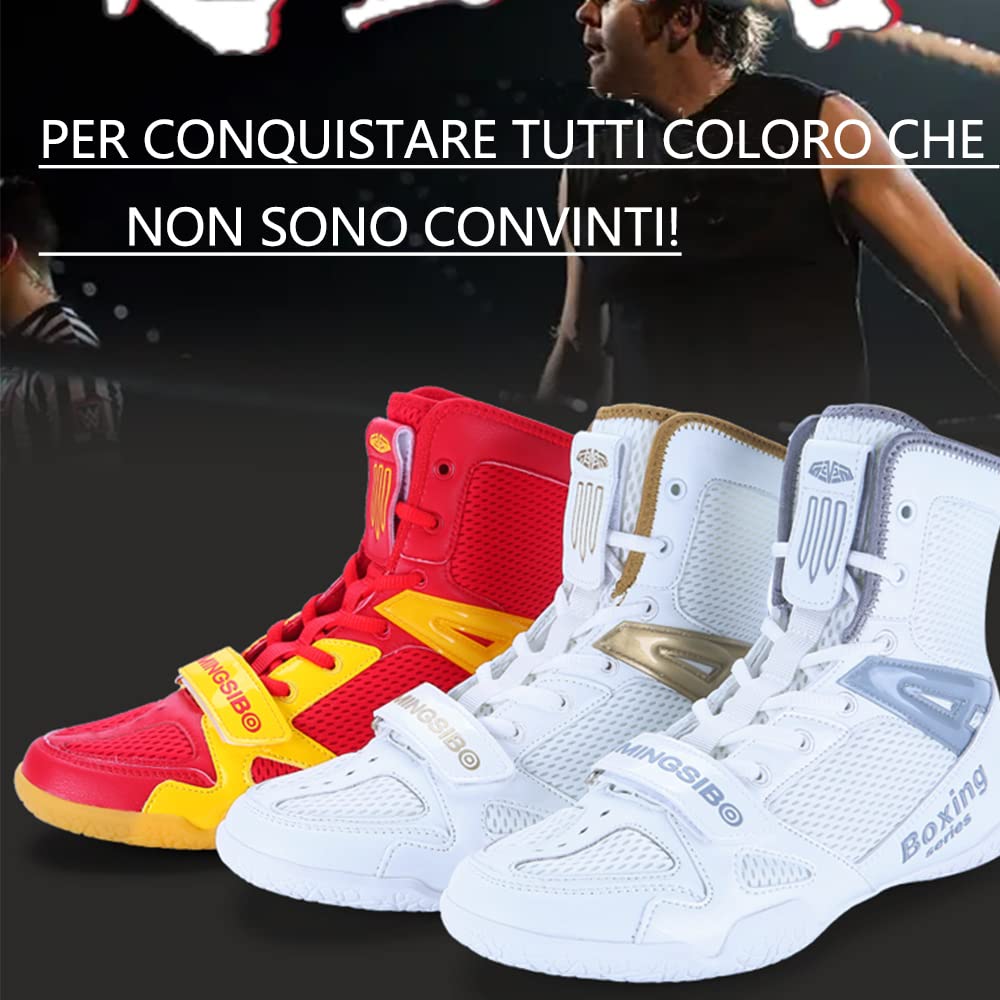 Unisex Scarpe da Boxe Uomini Donna Squat Scarpe da Wrestling Giovanili Muay Thai Taekwondo Boxe Scarpe da Allenamento Marziale Scarpe Sportive Traspirante Grande 46 47