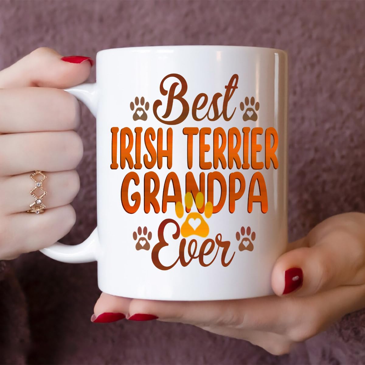 MONIZILUCKY Best Irish Terrier Grandpa Ever Coffee Mug for Best Grandpa Dog Lover, Pet Owners - Funny Irish Terrier Dog Facts Mug for Grandpa - 11Oz Ceramic Mug White